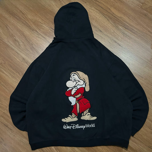 (XL) Vintage Walt Disney World Grumpy Black Full Zip Hoodie