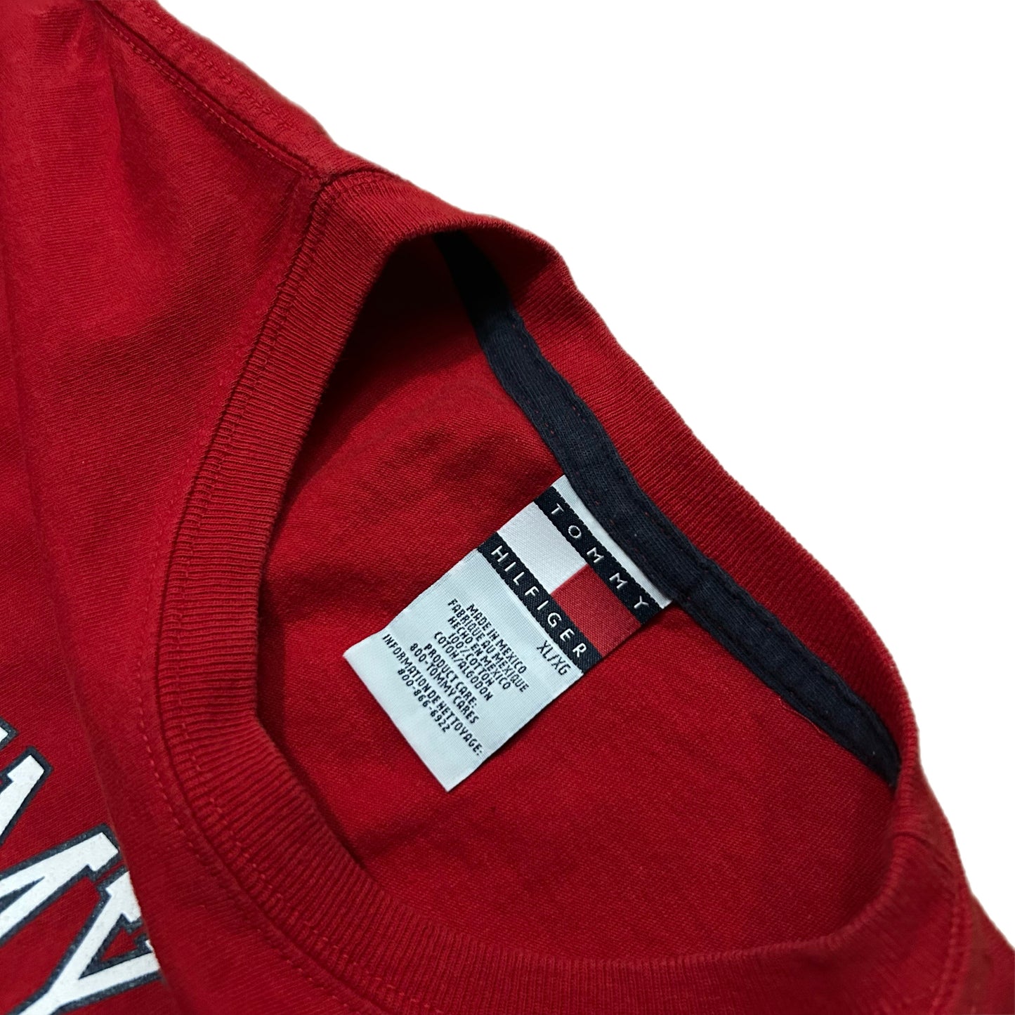 (Women XL) Y2K Tommy Hilfiger Retro 1985 Red Longsleeve T-Shirt