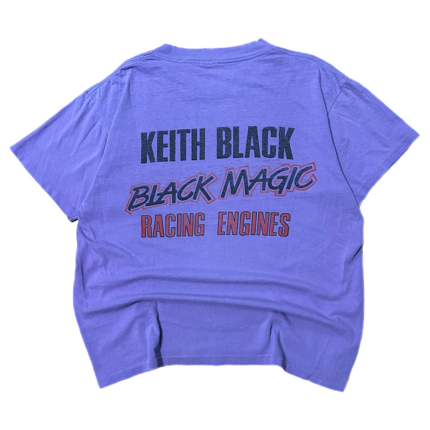 (L) 90s Single Stitch Keith Black Racing Engines Purple T-Shirt
