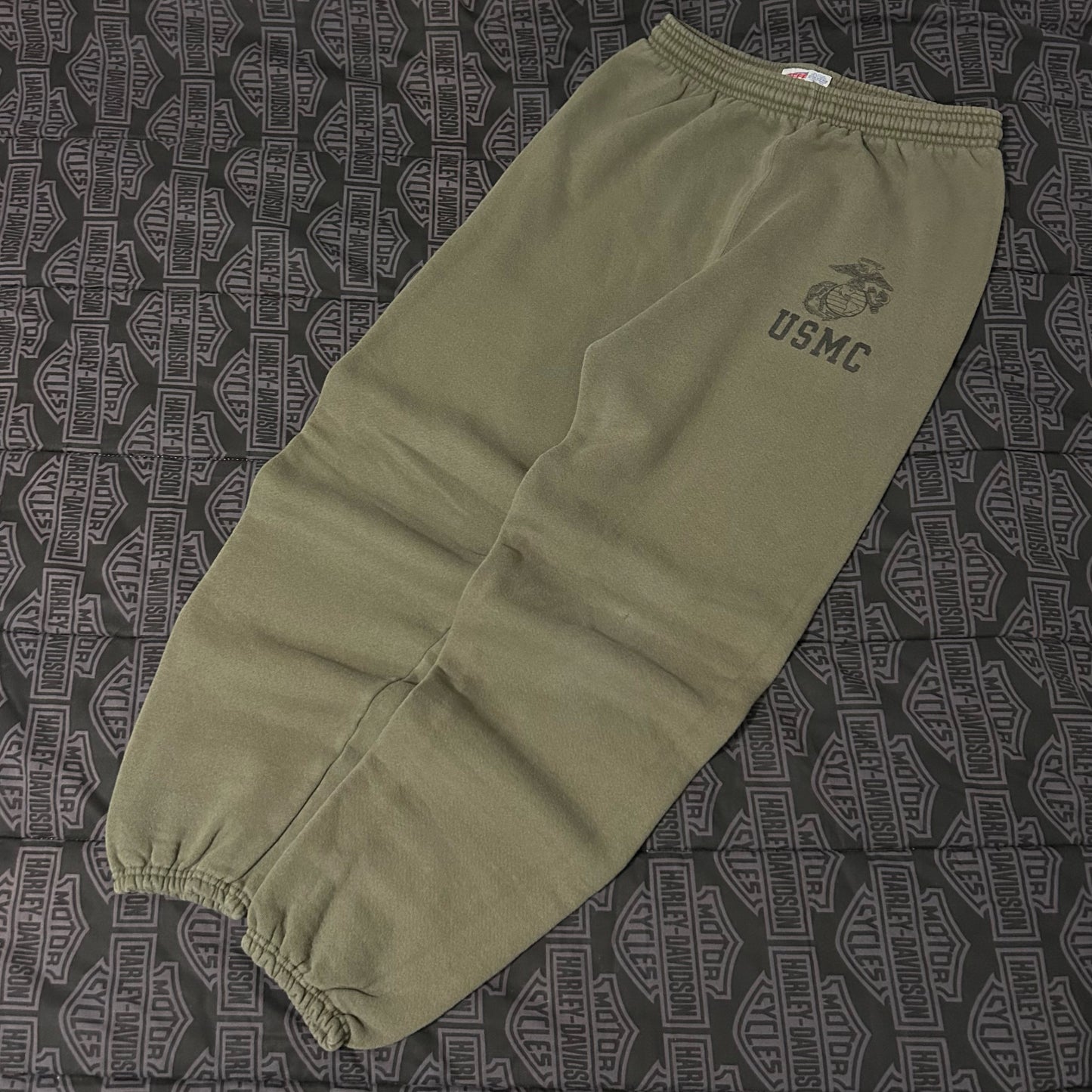 (M) Vintage Soffe USMC Marine Corps Olive Green Sweatpants