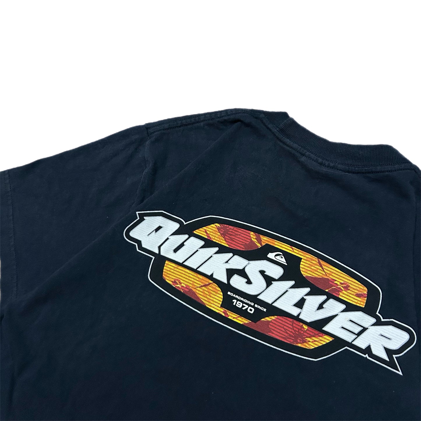 (S) 2000s Quicksilver Middle Logo Navy T-Shirt