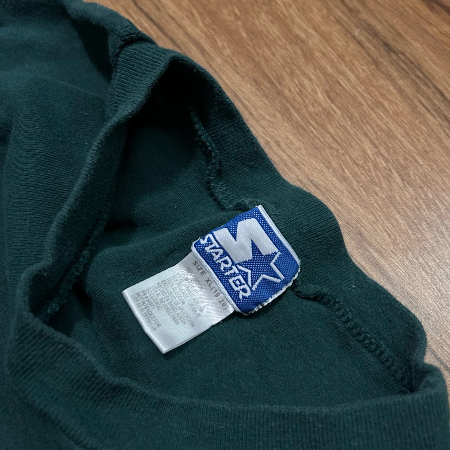 (Women XL) Vintage 90s Starter Embroidered Green Long-sleeve T-Shirt
