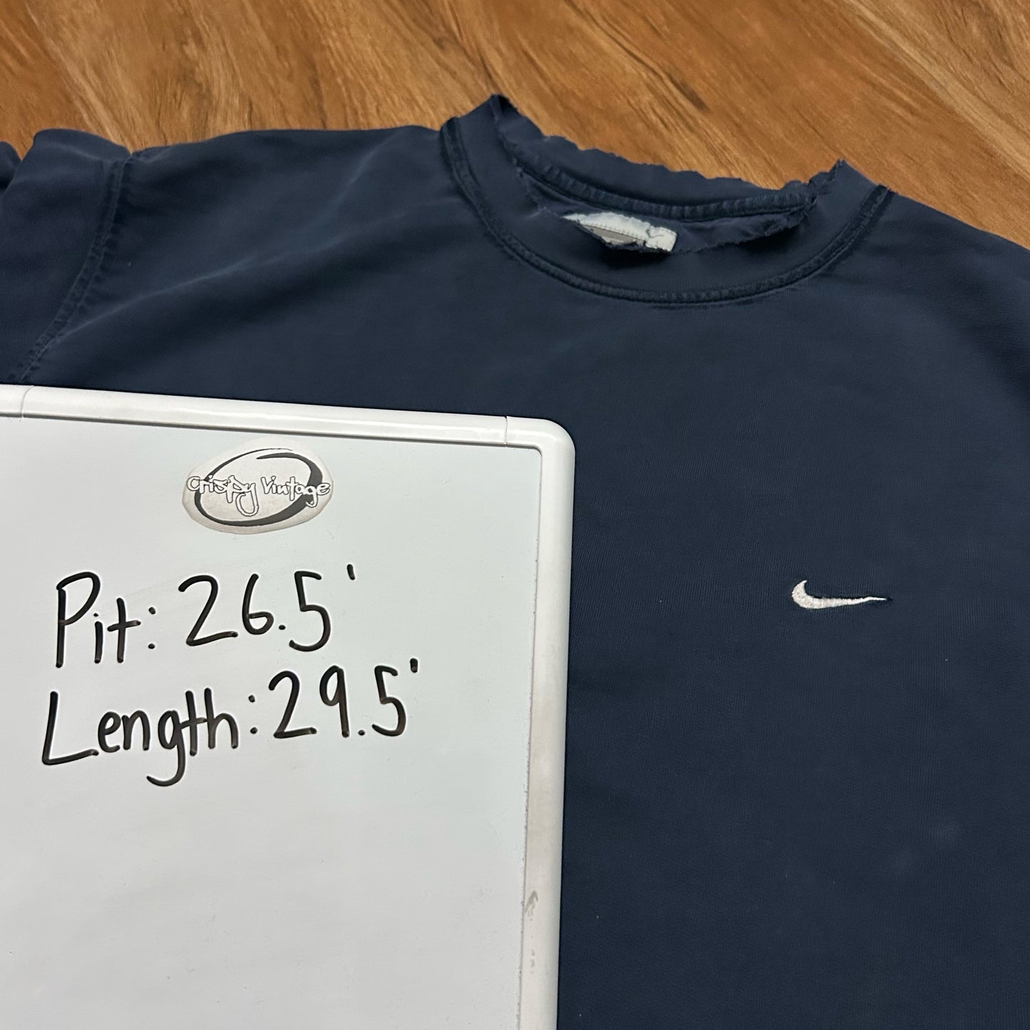 (XL) Retro 2000s Nike Distressed Navy Pullover Crewneck