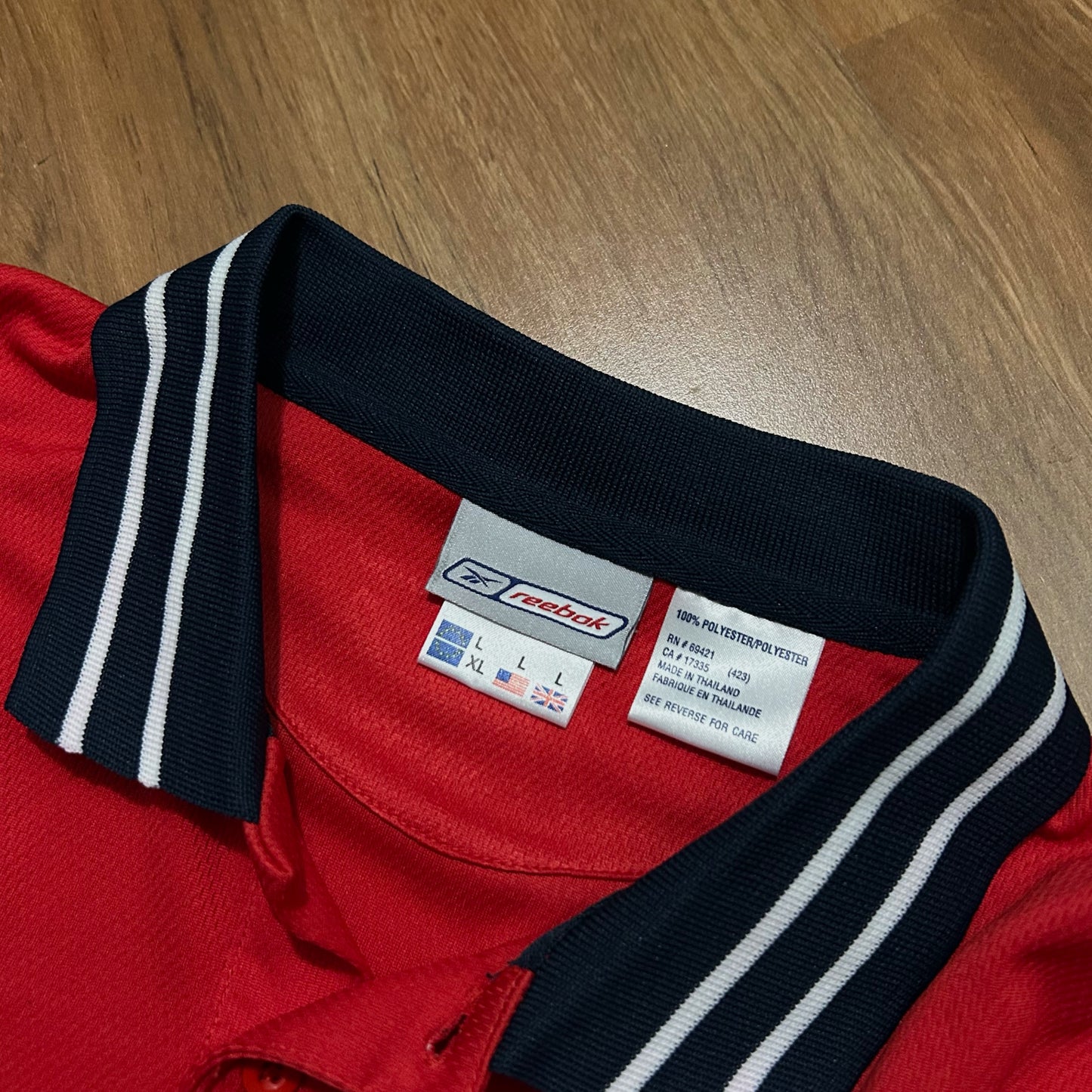 (L) Y2K Retro Reebok Red Polo T-Shirt