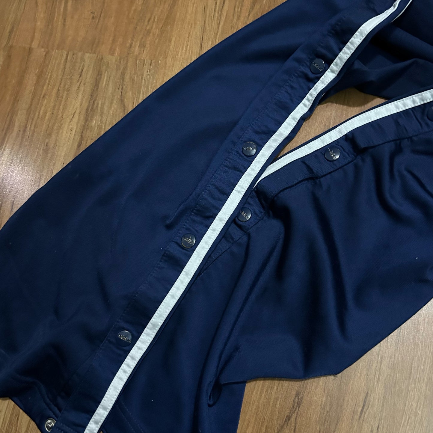 (M) Vintage Adidas 3 Stripes Tear Away Blue Sweatpants