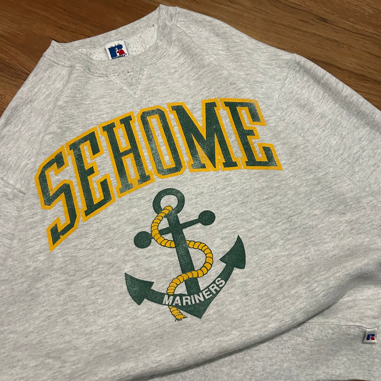 (L) Vintage 90s Russell Athletics Sehome Marineers Grey Pullover Crewneck