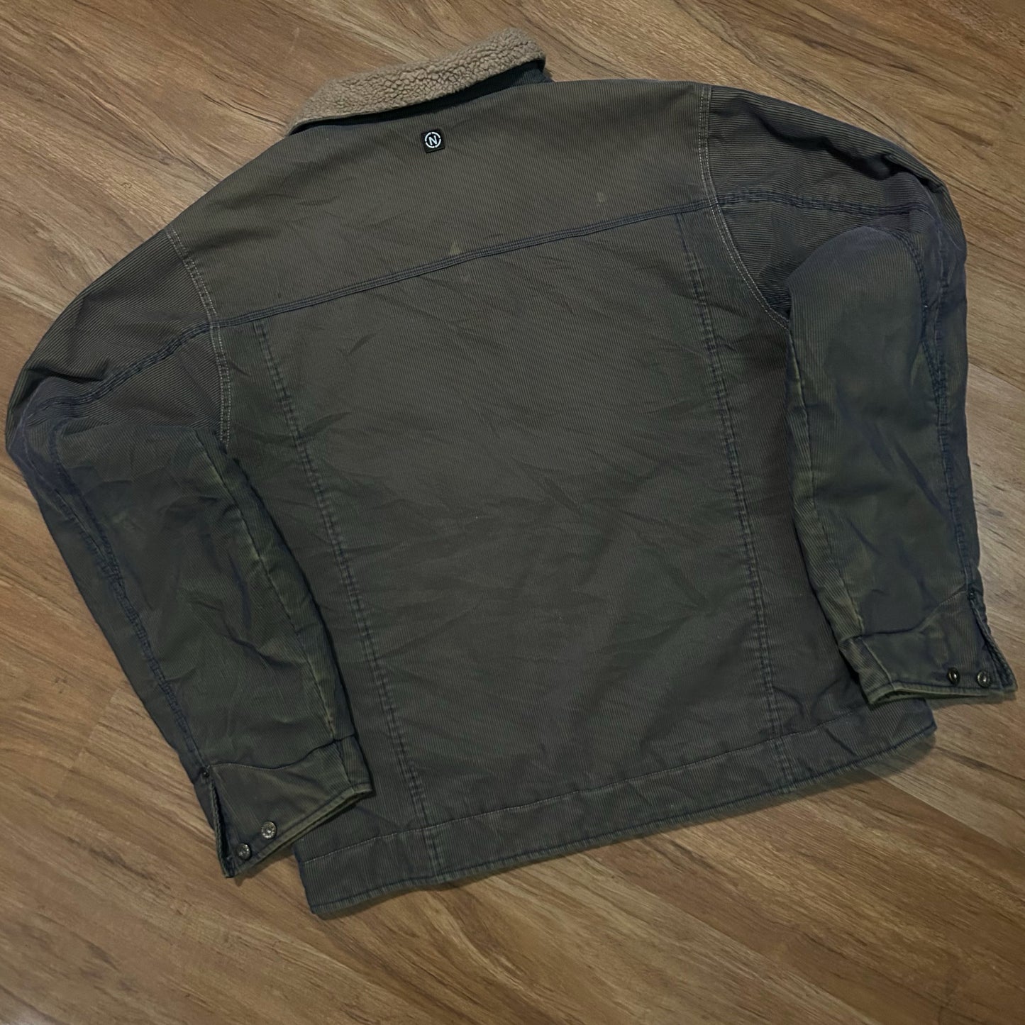 (L) Vintage 2000s Nautica Jeans Company Corduroy Sherpa Brown Zip-Up Jacket