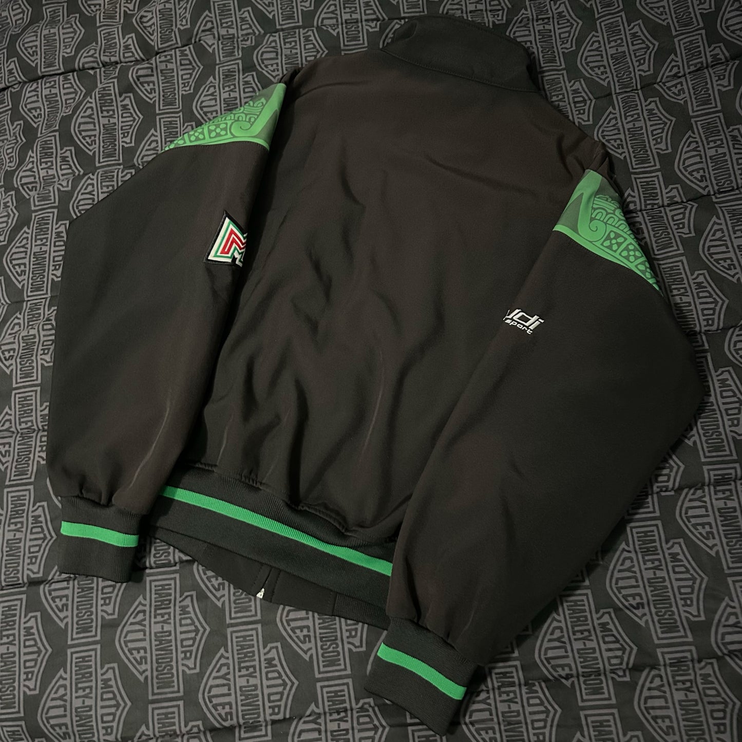 (M) Retro UDI Sport Mexico Full Zip Aztec Green Trim Track Full Zip Jacket