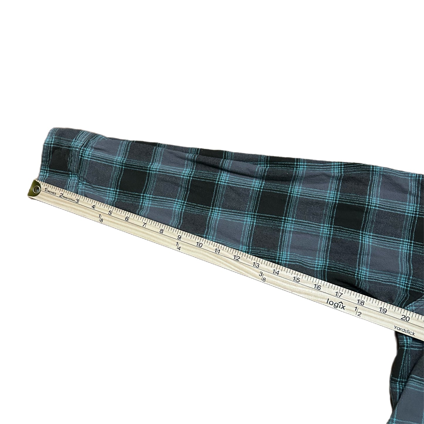 (M) Fox Racing Plaid Grey Teal Flannel Shirt