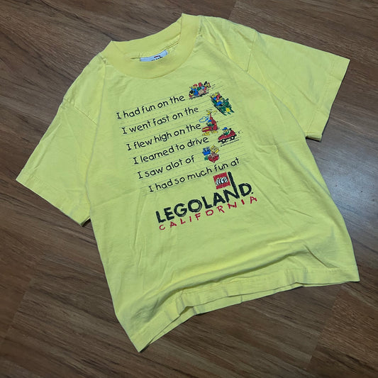 (Kids S) Vintage 90s Legoland California Yellow Graphic T-Shirt