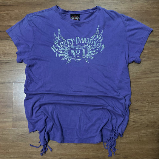 (Women's L) Vintage 2000s Women's Harley Davidson Galesburg Purple Shirt