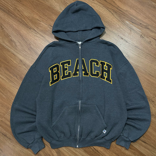 (L) Vintage Russell Athletic CSU Long Beach Grey Full Zip Hoodie