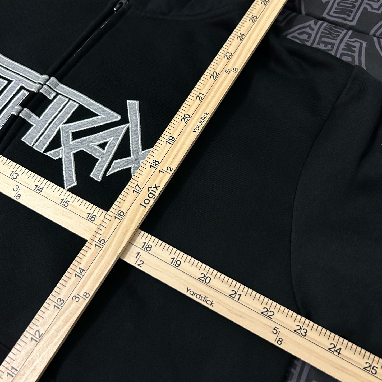 (L) Anthrax NYC 81' Embroidered Full Zip Black Hoodie