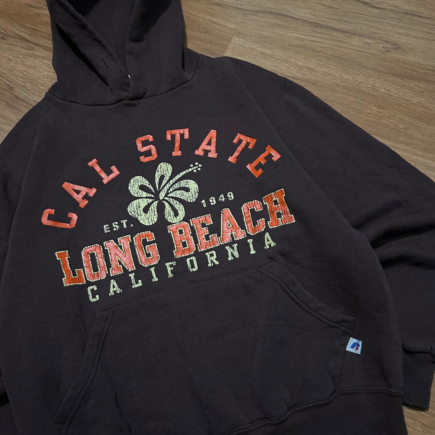 (S) Vintage 90s Russell Athletics CSU Long Beach Brown Pullover Hoodie