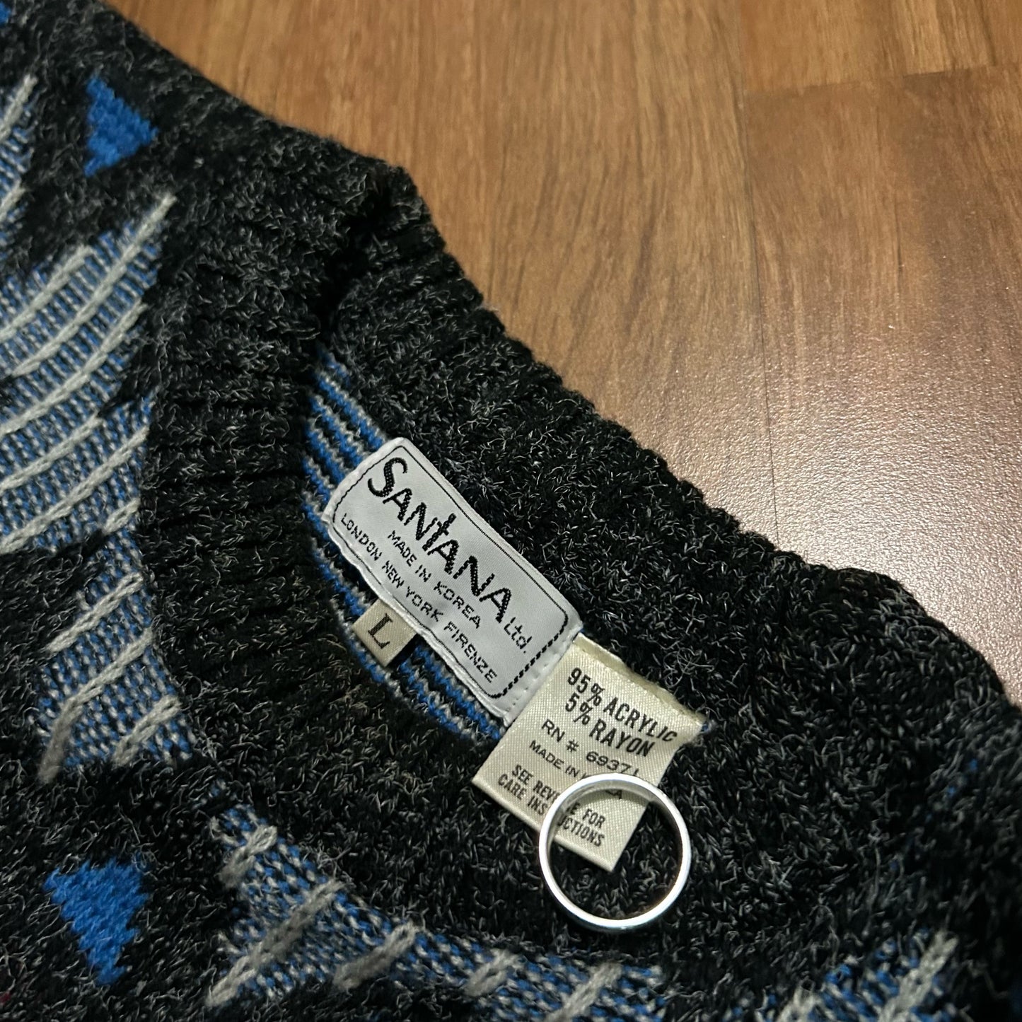 (L) Vintage 90s Santana LTD Diamond Pattern Knitted Crewneck