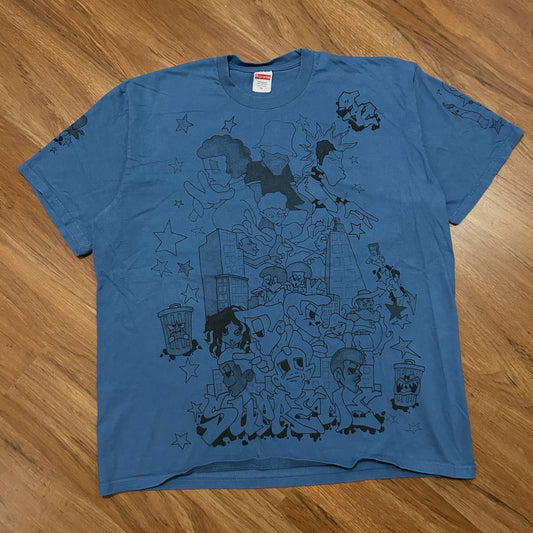 (XL) Supreme FW23 Downtown Faded Blue Graphic T-Shirt