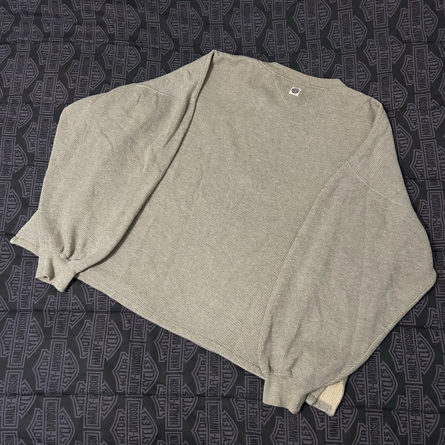 (XL) Vintage Original Issue Fleece Lined Ribbed Henley Pullover Sweater