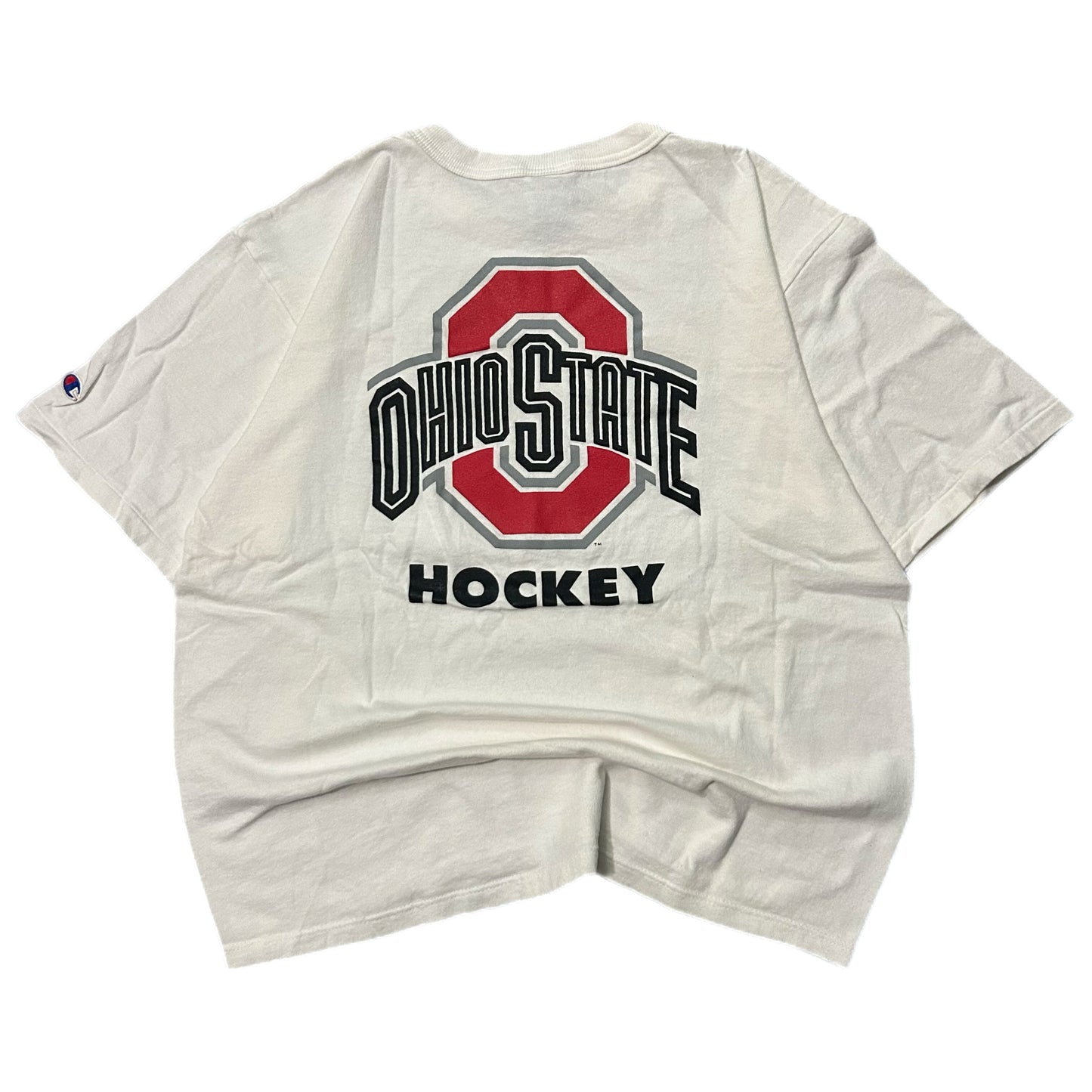(L) 90s Champion Ohio State Hockey White T-Shirt