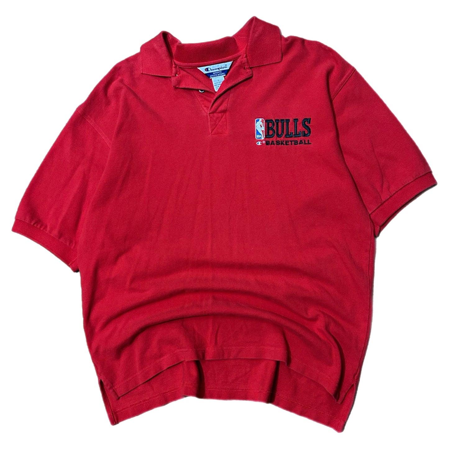 (L) 90s Champion Chicago Bulls NBA Red Polo Shirt
