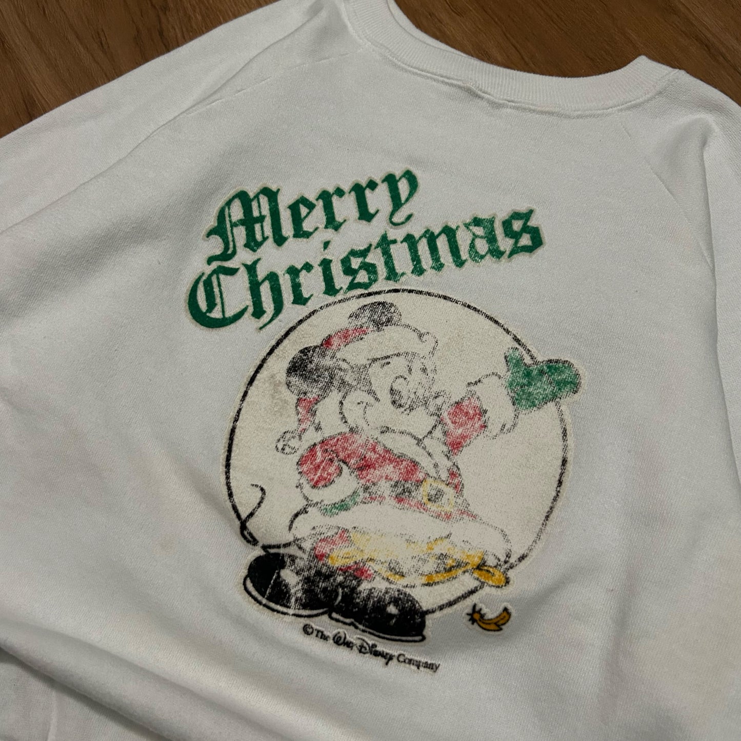 (XL) Vintage 90s Champion Mickey Mouse Merry Christmas White Pullover Crewneck