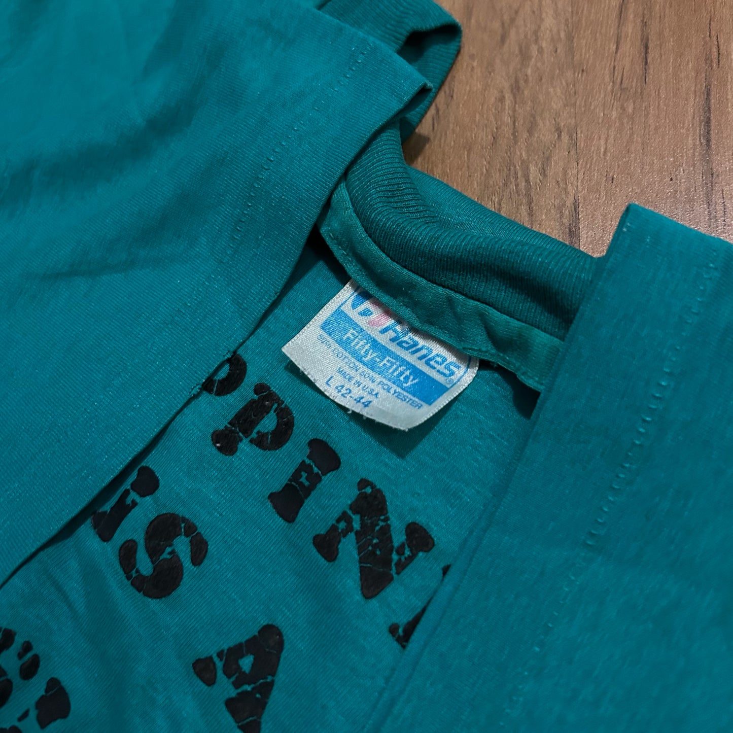 (L) Vintage 80s Hanes Happiness Is A Positive Cashflow Single Stitch T-Shirt