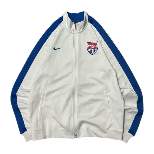 (L) Y2K Nike Team USA Soccer Zip-Up White Track Jacket