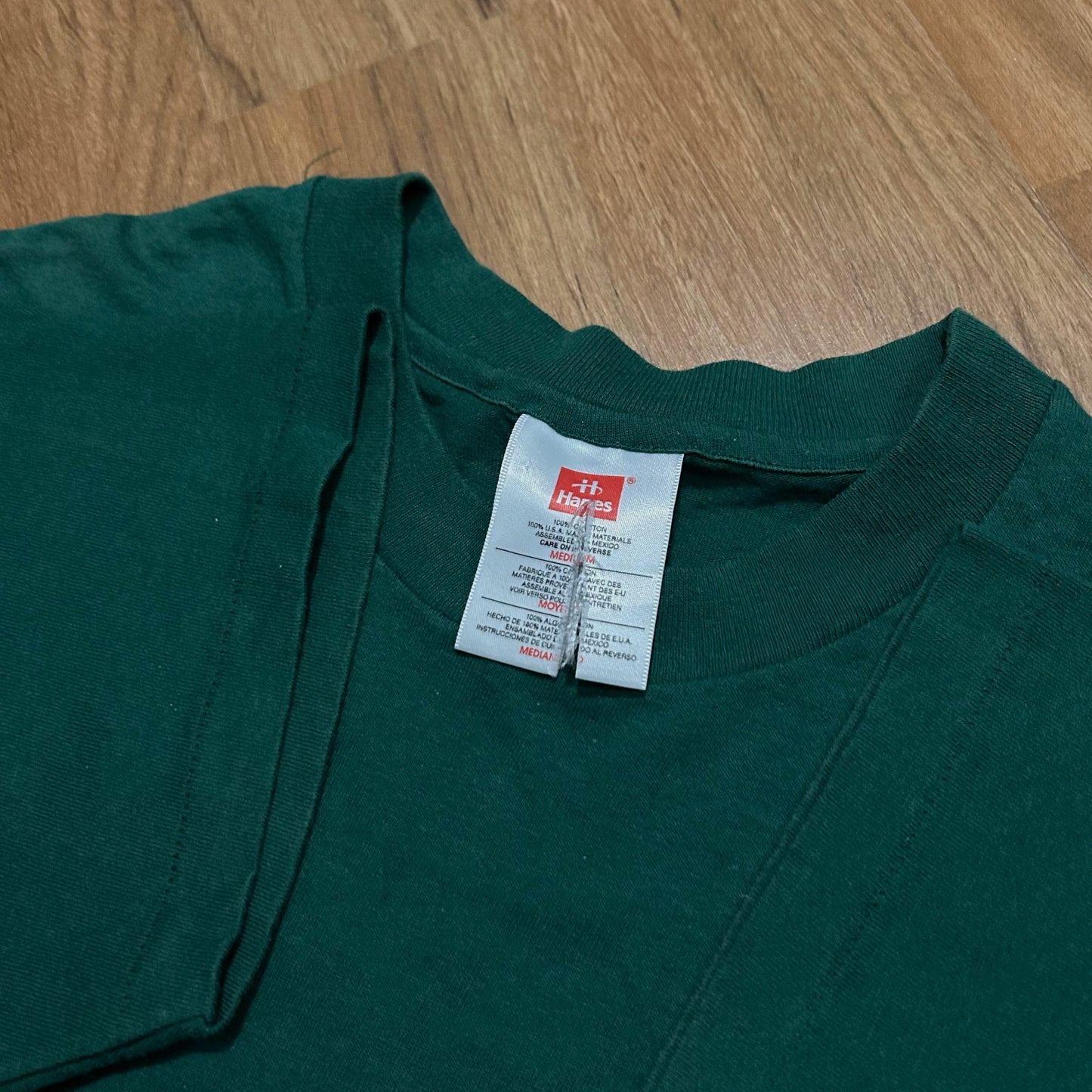 (M) Vintage 90s Hanes Single Stitch Green Pocket T-Shirt