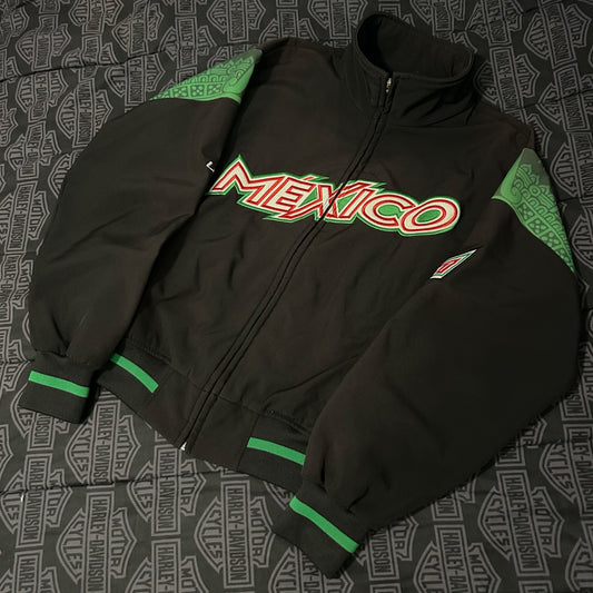 (M) Retro UDI Sport Mexico Full Zip Aztec Green Trim Track Full Zip Jacket