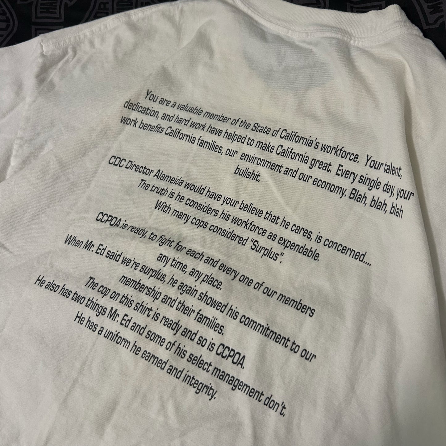(L/XL) Vintage California Correctional Peace Officer White Graphic T-Shirt