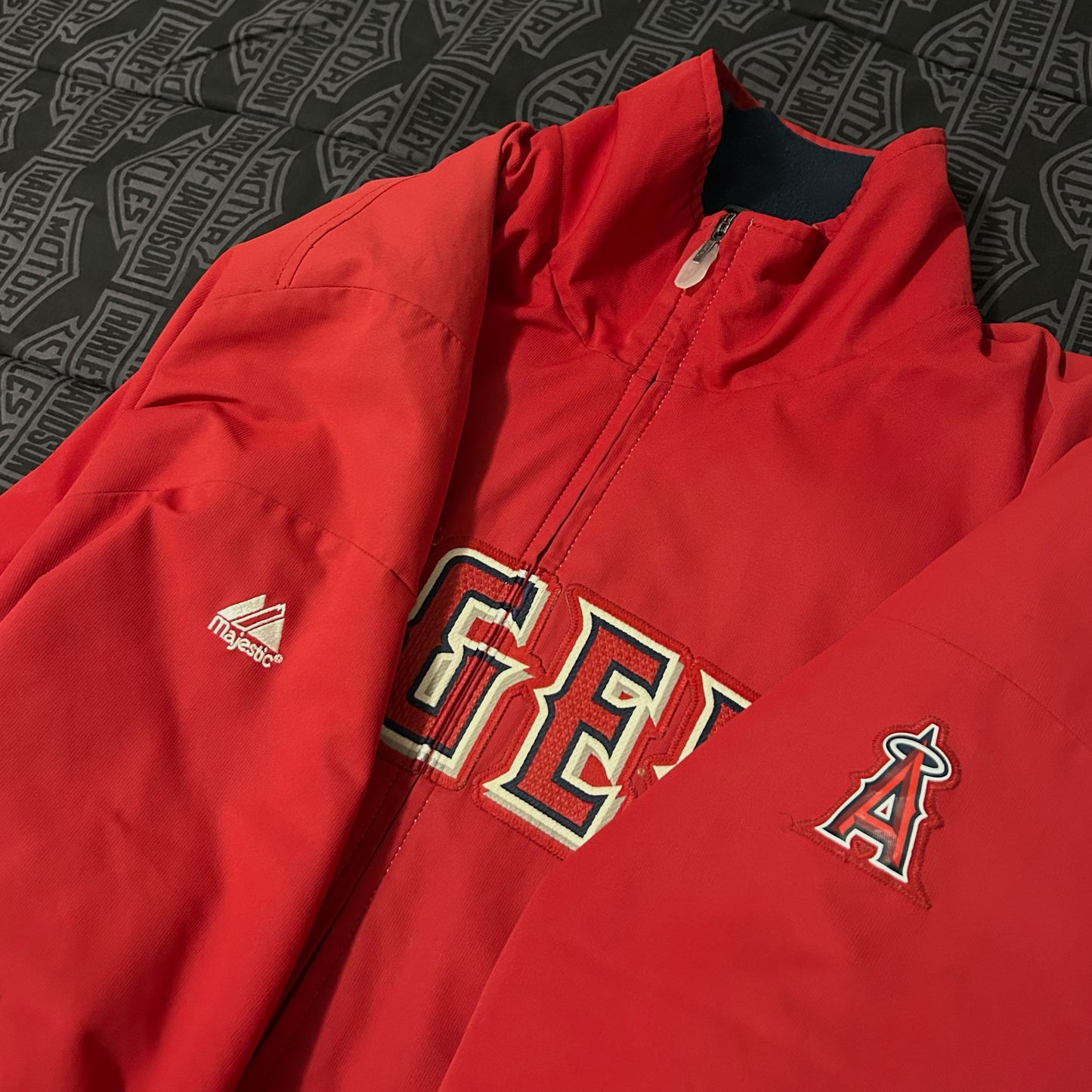 (XL) Vintage Majestic MLB Los Angeles Angels Therma Base Dugout Windbreaker Jacket