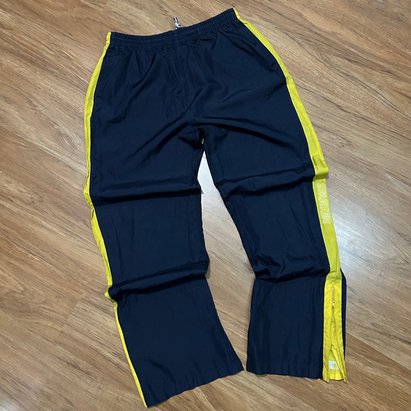 (Boys XL) Vintage Boys Starter Baggy Track Navy Yellow Pants