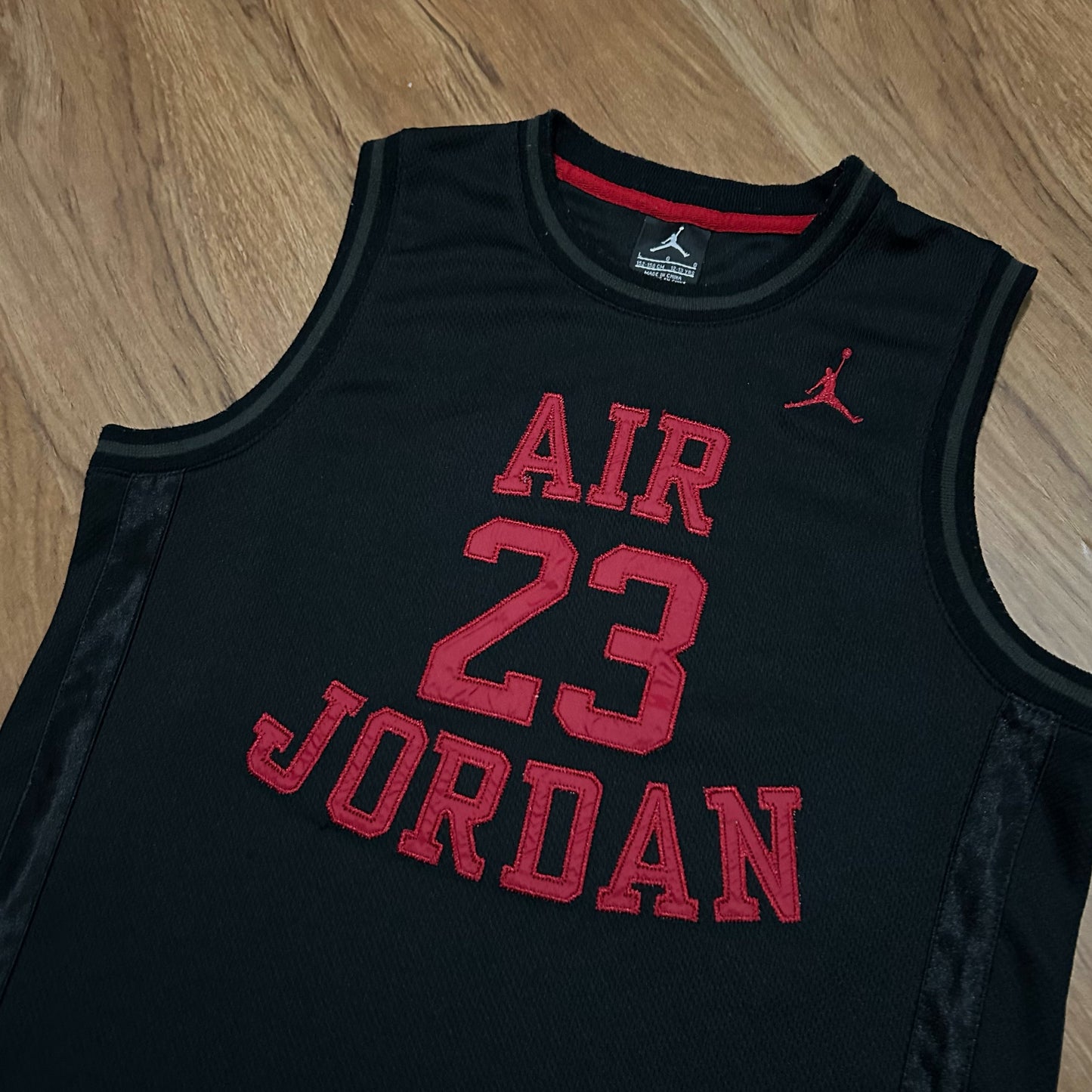 (Youth L) Air Jordan Youth "Fly Since 1982" Stitched Black Red Basketball Jersey