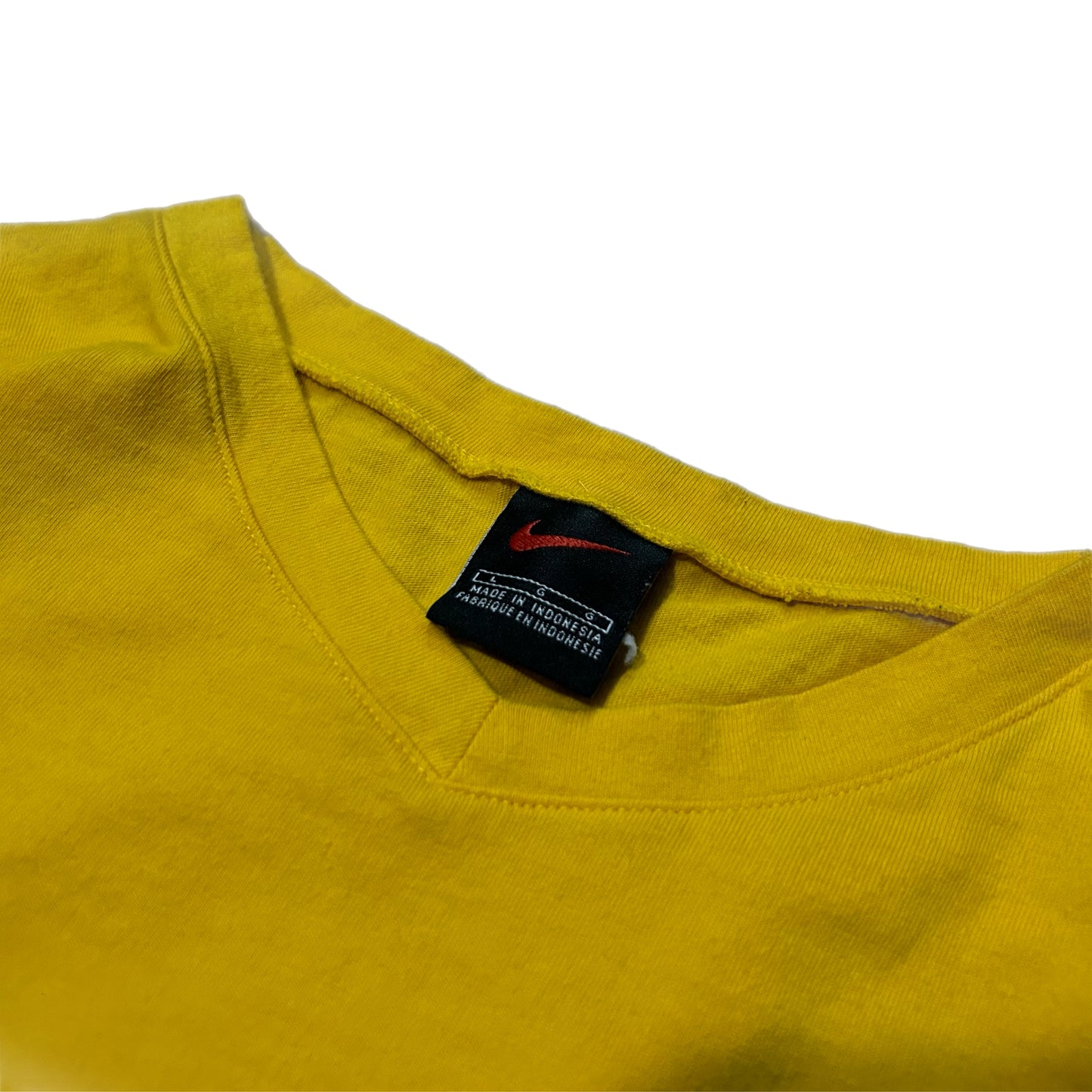 (L) Y2K Nike V-Neck Yellow Pocket Shirt