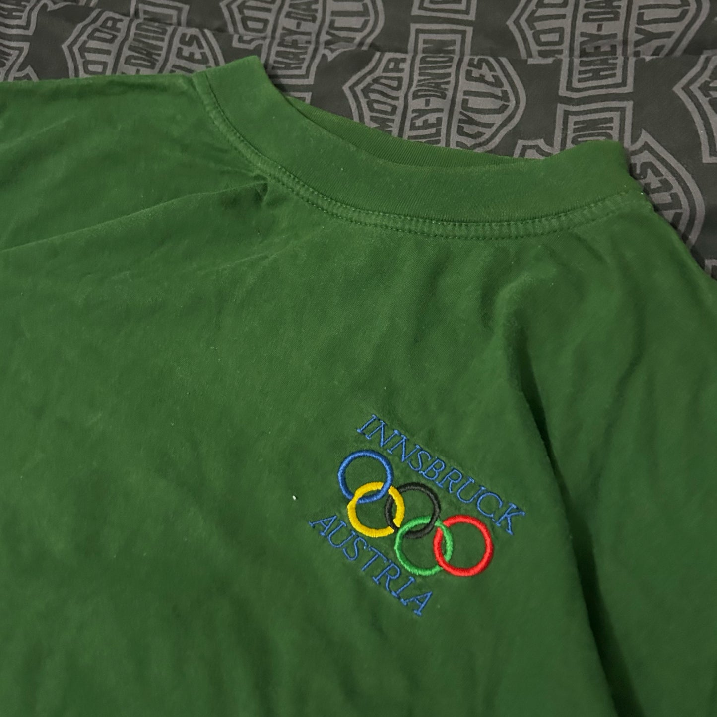 (XL) Vintage 90s Innsbruck Austria Olympics Embroidered Green T-Shirt