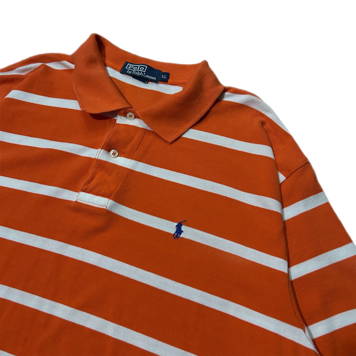 (XL) Vintage Orange Ralph Lauren Polo Striped Shirt