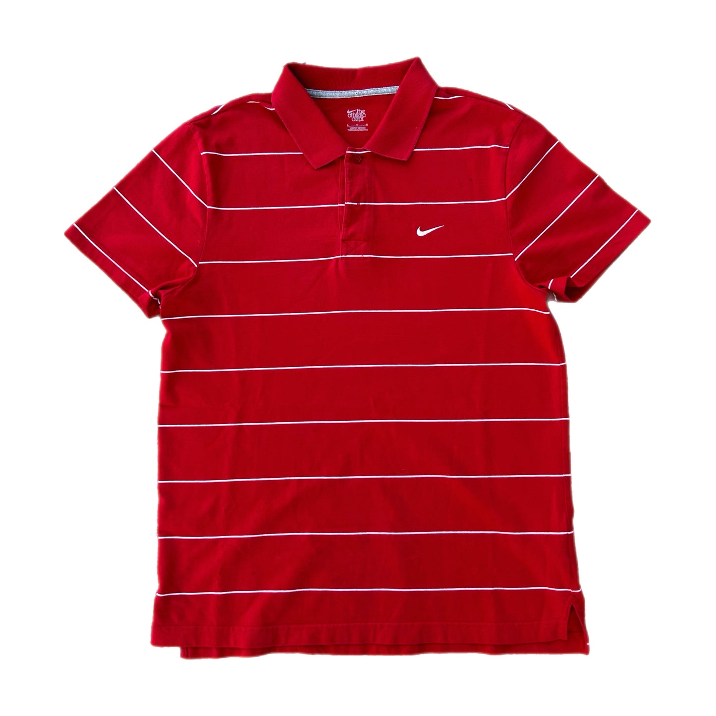 (L) Y2K Nike Red Striped Polo Shirt