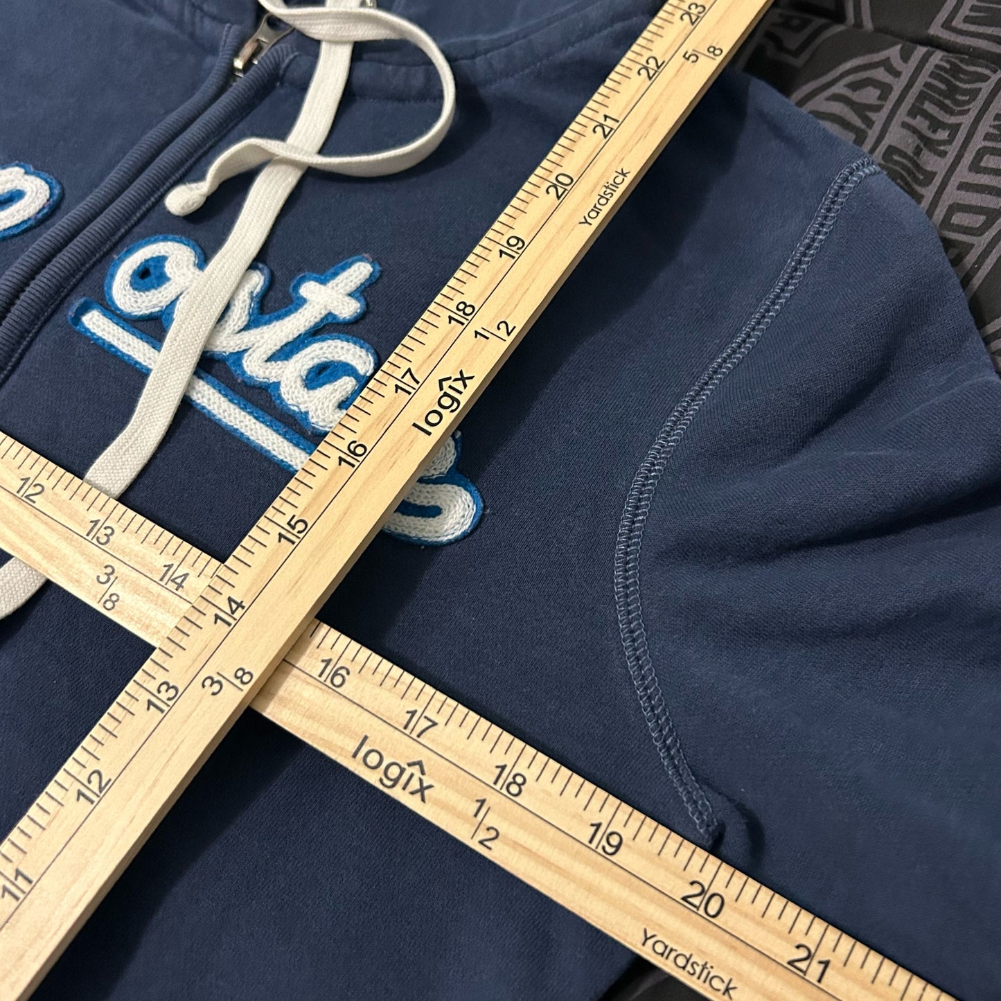 (Women XL) Vintage Y2K Aeropostale Blue Full Zip Spellout Hoodie