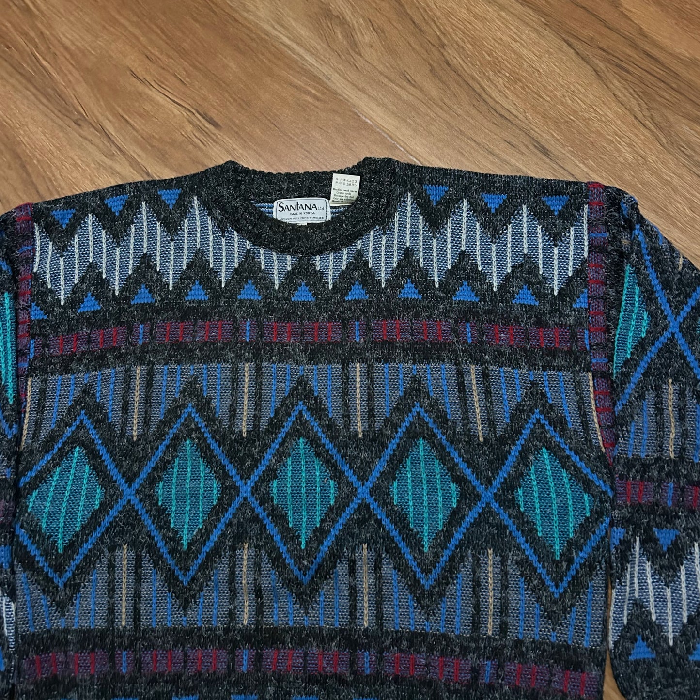(L) Vintage 90s Santana LTD Diamond Pattern Knitted Crewneck