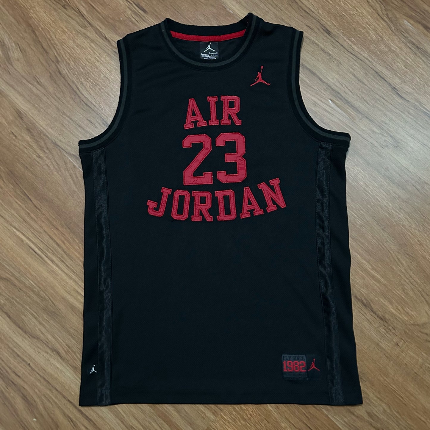 (Youth L) Air Jordan Youth "Fly Since 1982" Stitched Black Red Basketball Jersey