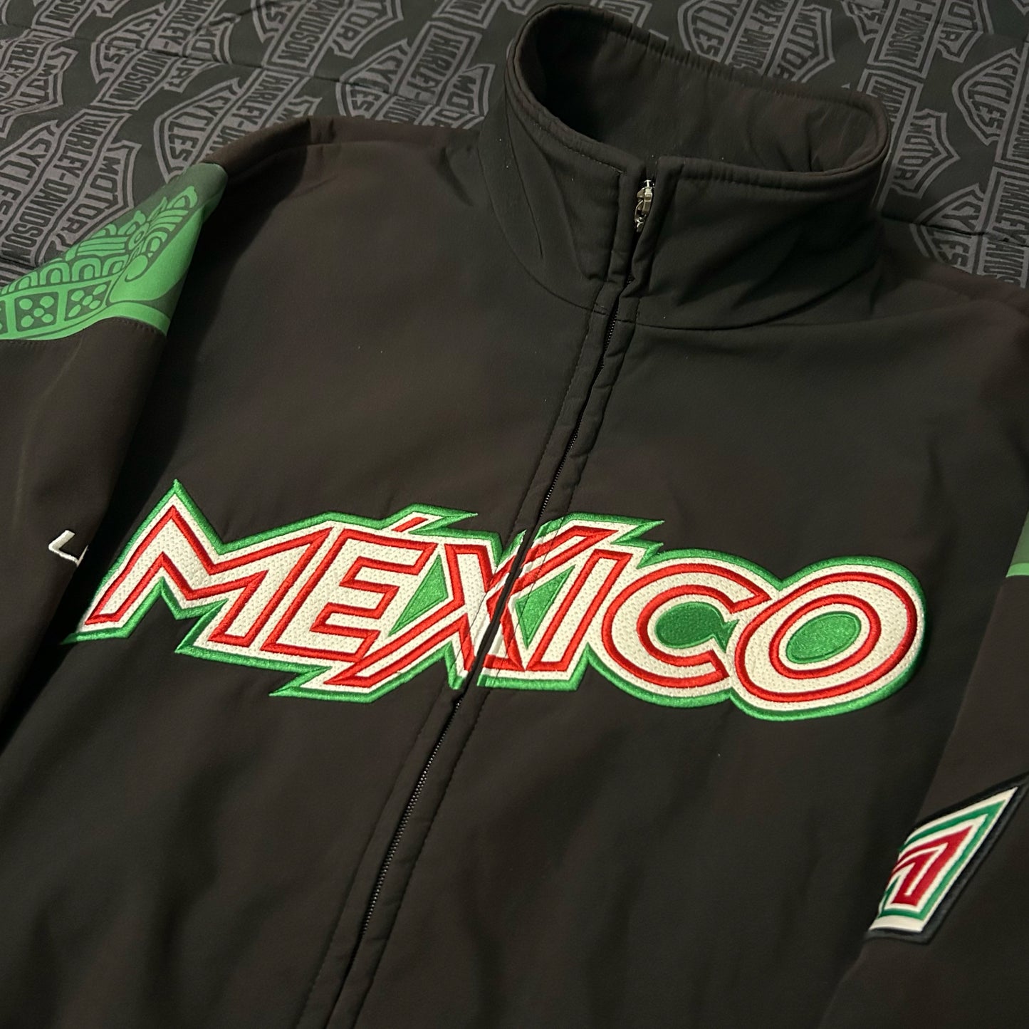 (M) Retro UDI Sport Mexico Full Zip Aztec Green Trim Track Full Zip Jacket