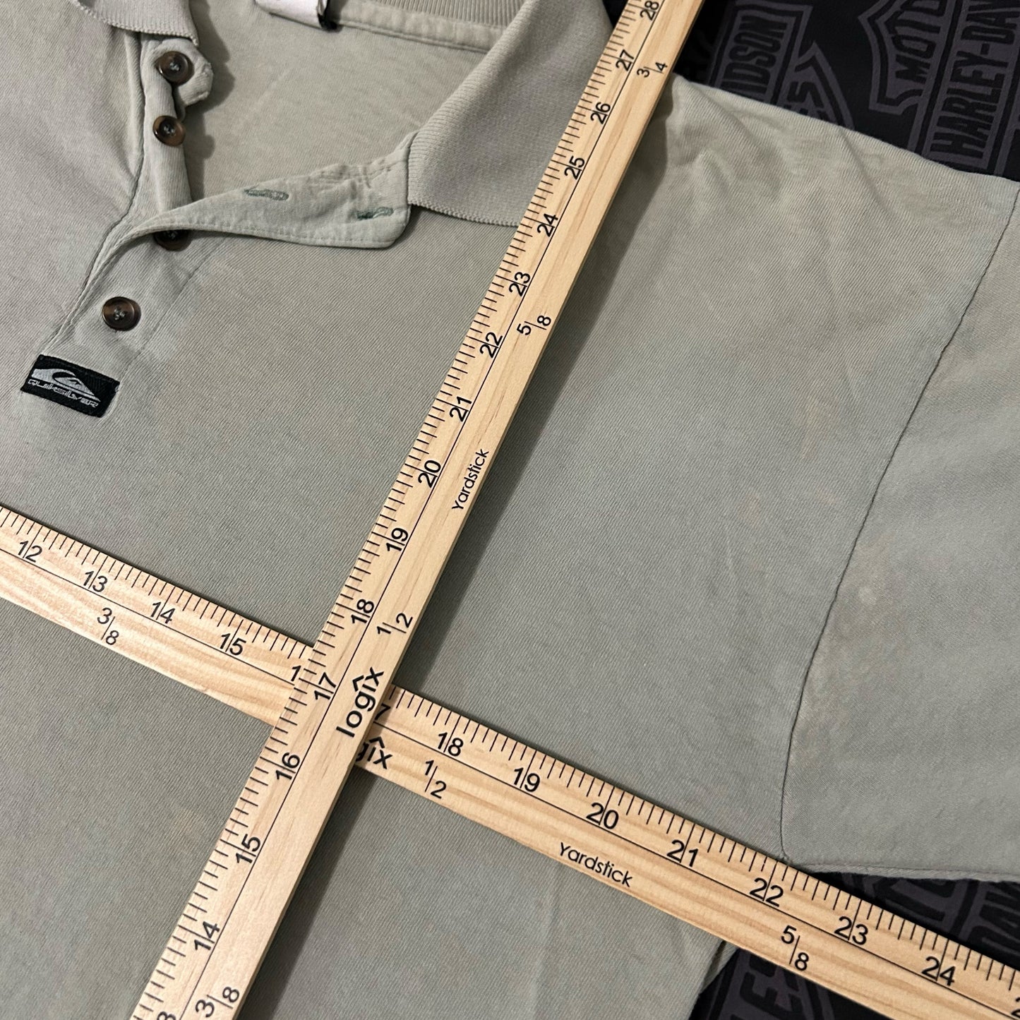 (L) Vintage 90s Quicksilver Grey Tan Short Sleeve Polo Shirt