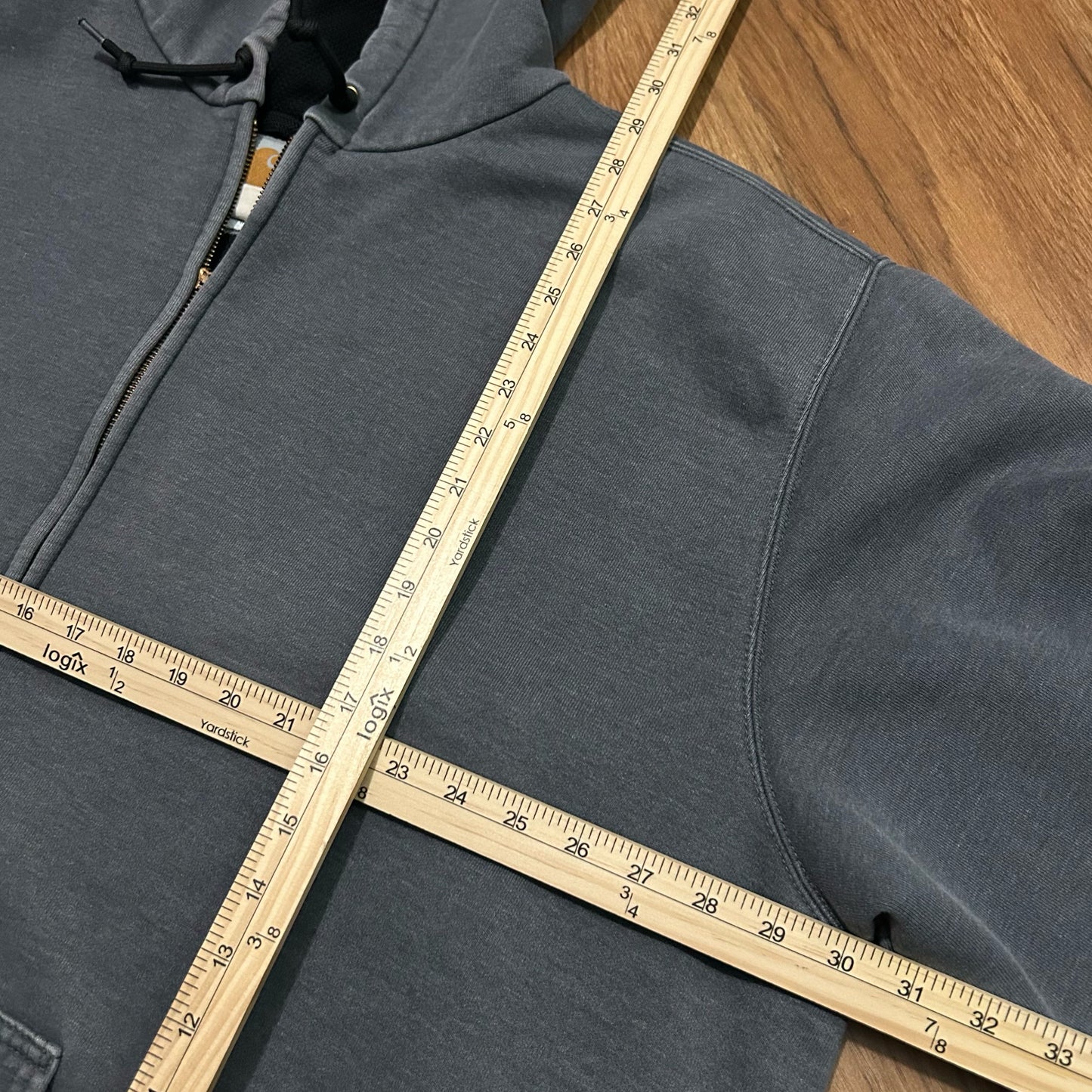 (XXL) Vintage Carhartt Thermal Lined Grey Zip-Up Hoodie