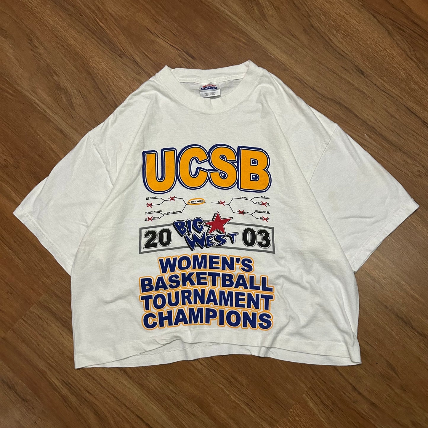 (L) Vintage 2003 UCSB Women's Basketball Tournament Cropped White T-Shirt