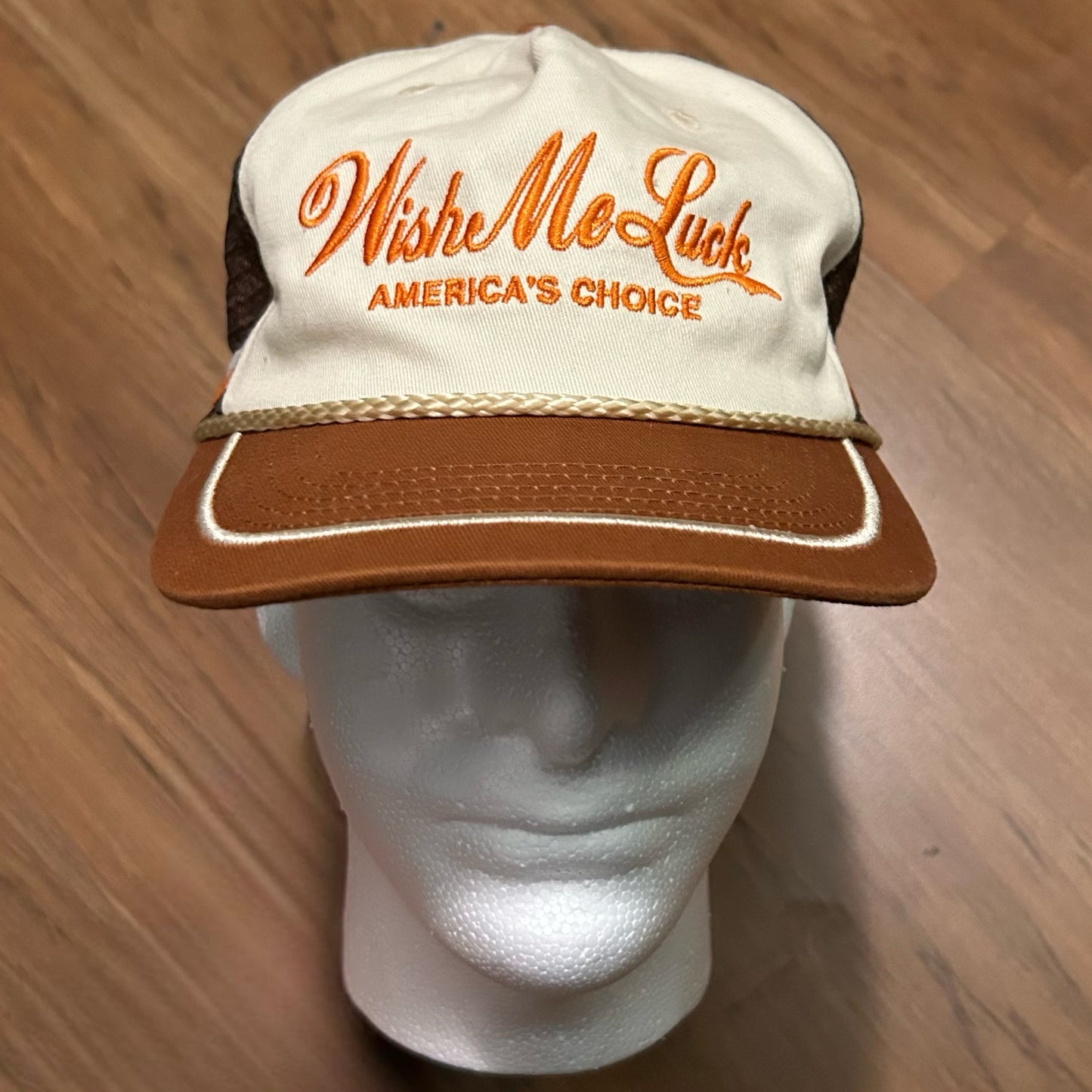 (OS) Wish Me Luck America's Choice Orange Brown Trucker Hat