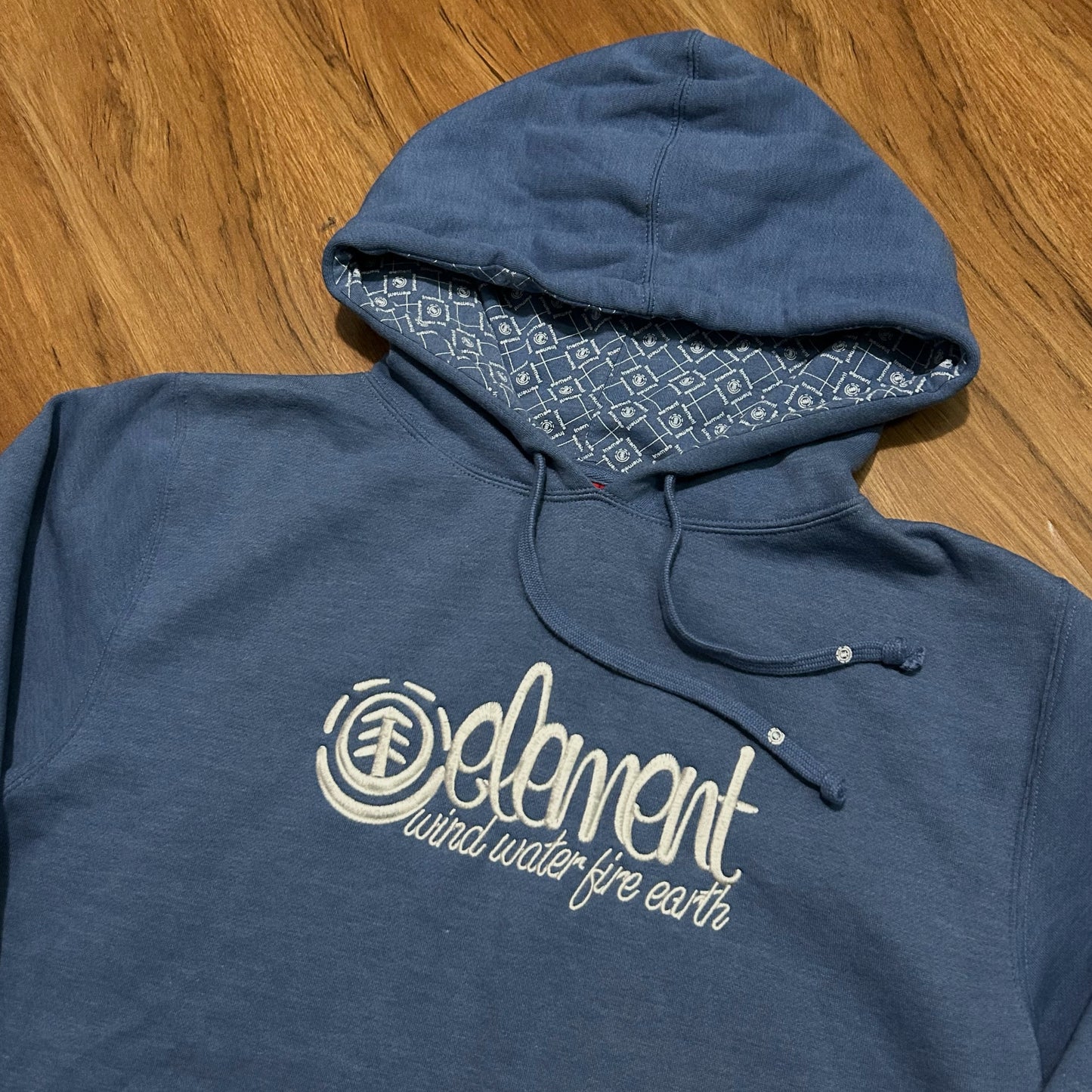 (XL) Vintage Y2K Element Embroidered Blue Pullover Hoodie