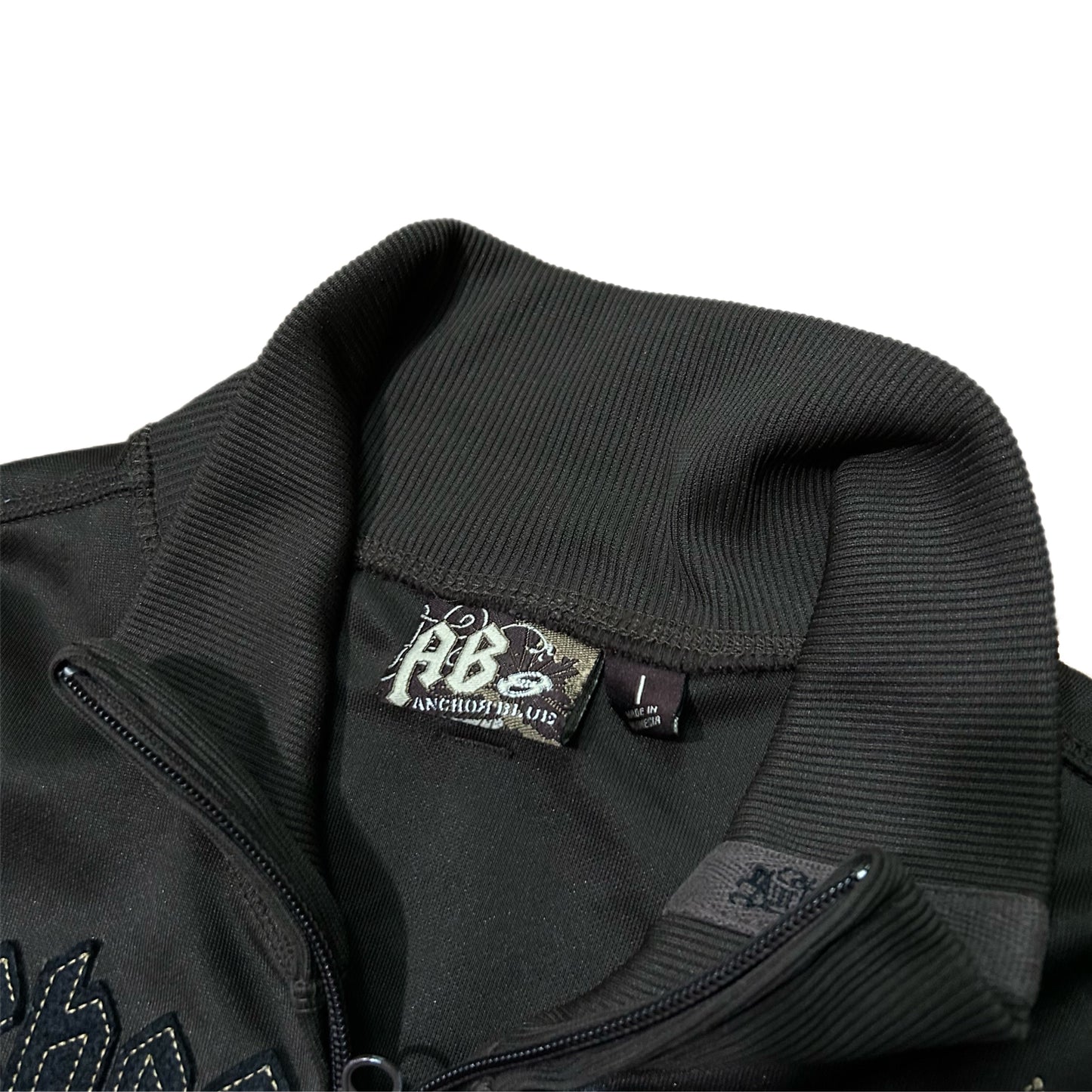 (L) Y2K Anchor Blue Turtle Neck Zip-Up