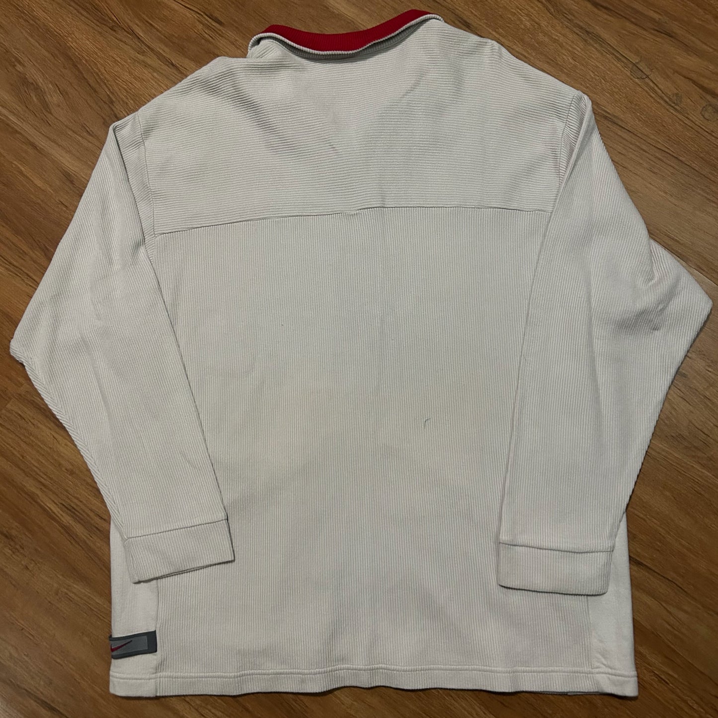 (XL) Vintage Y2K Nike Collared White Red Full Zip Track Jacket