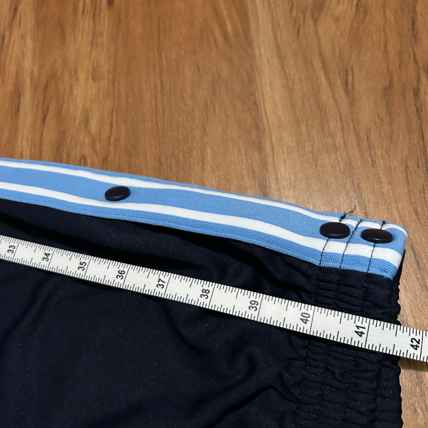 (M) Vintage Starter Asphalt Legend Baggy Black Blue Snap-On Track Pants