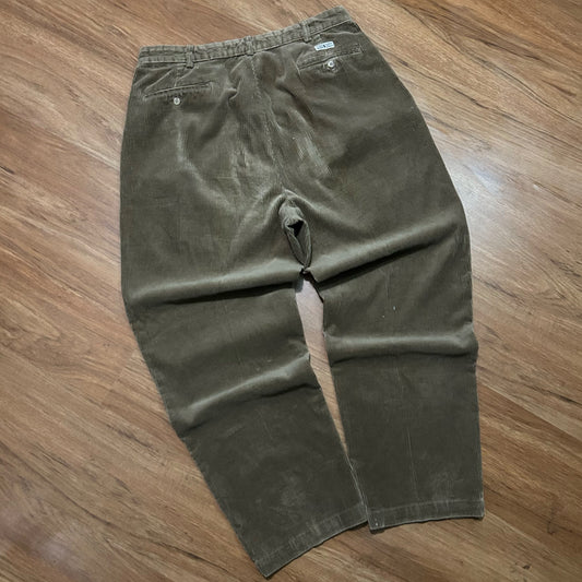 (33) Vintage 90s Polo Ralph Lauren Corduroy Polo Cords Pleaded Brown Trousers