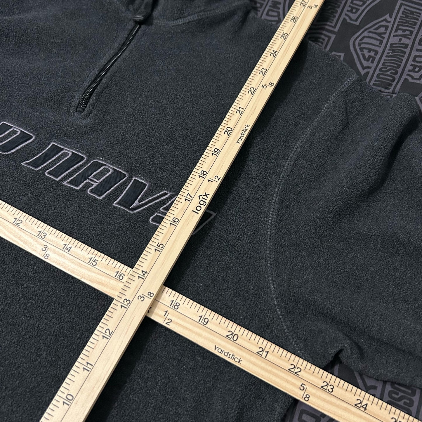 (L) Vintage Y2K Old Navy Grey Quarter-Zip Fleece Pullover Spellout